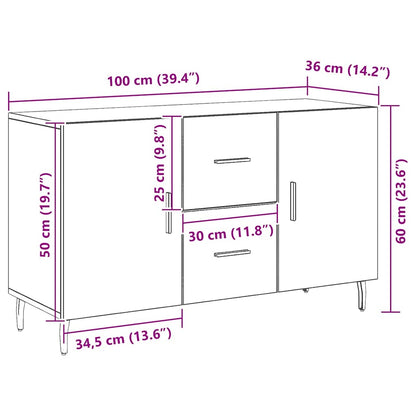 Sideboard Schwarz Eichen-Optik 100 x 36 x 60 cm Holzwerkstoff