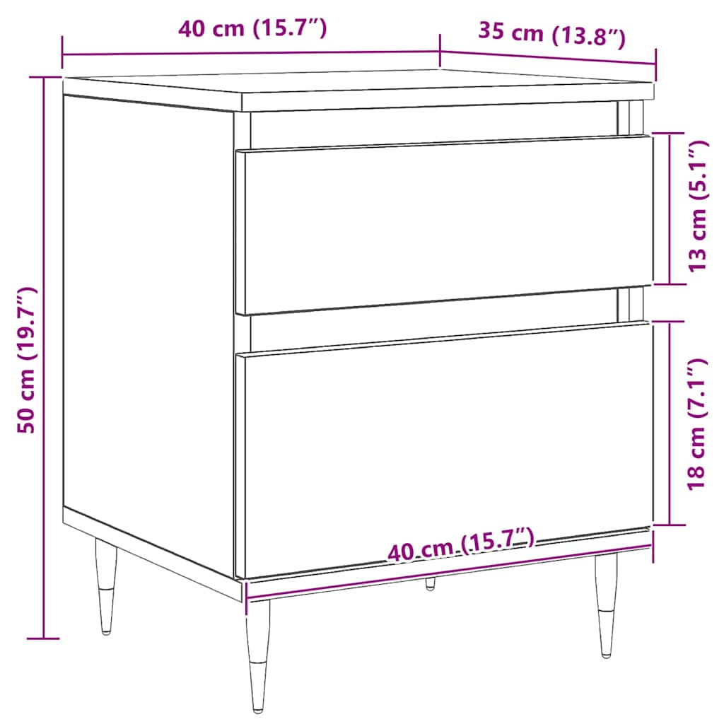 Nachttisch Schwarz Eichen-Optik 40 x 35 x 50 cm Holzwerkstoff