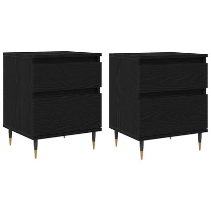 Nachttisch 2 stk. Schwarz Eichen-Optik 40 x 35 x 50 cm