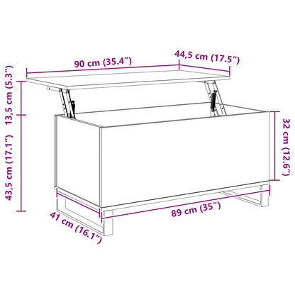 Couchtisch Schwarz Eichen-Optik 90 x 44,5 x 45 cm Holzwerkstoff
