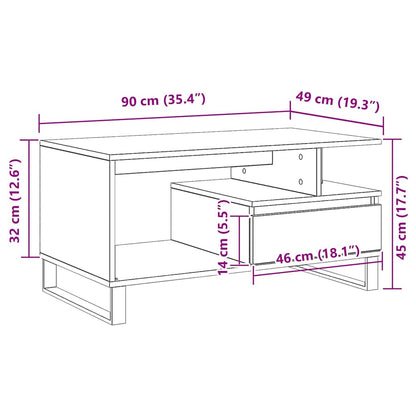 Couchtisch Schwarz Eichen-Optik 90 x 49 x 45 cm Holzwerkstoff