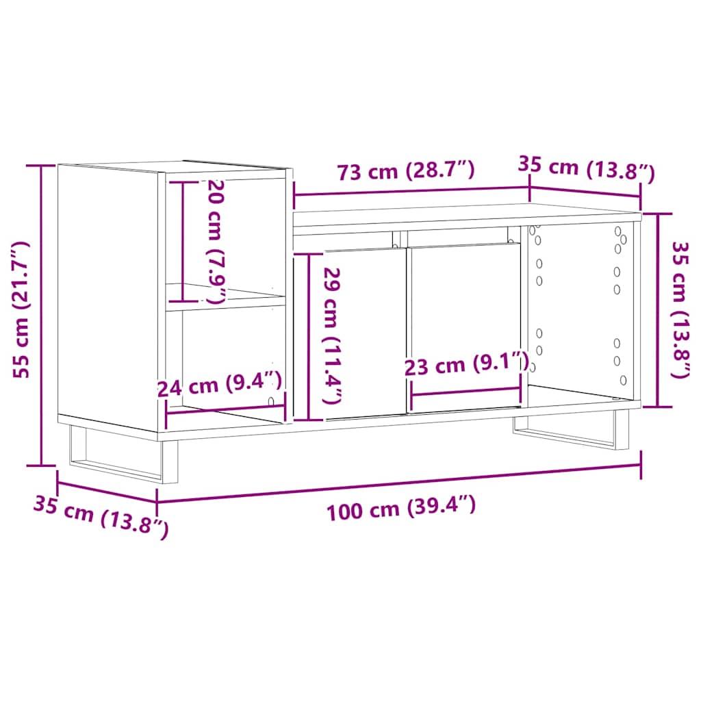 TV-Schrankset 100 x 35 x 55 cm Schwarz Eichen-Optik