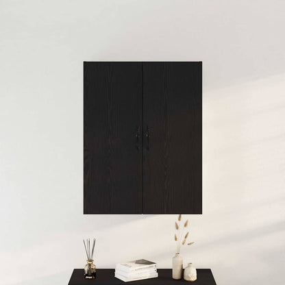 Wandmontierter Schrank Schwarz Eichen-Optik 69,5 x 34 x 180 cm