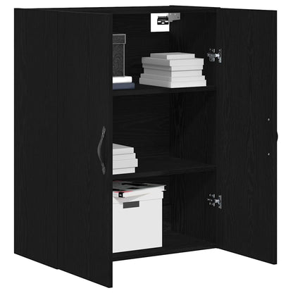 Wandmontierter Schrank Schwarz Eichen-Optik 69,5 x 34 x 180 cm