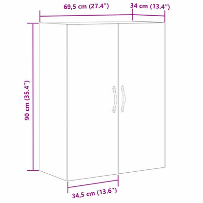Wandmontierter Schrank Schwarz Eichen-Optik 69,5 x 34 x 180 cm