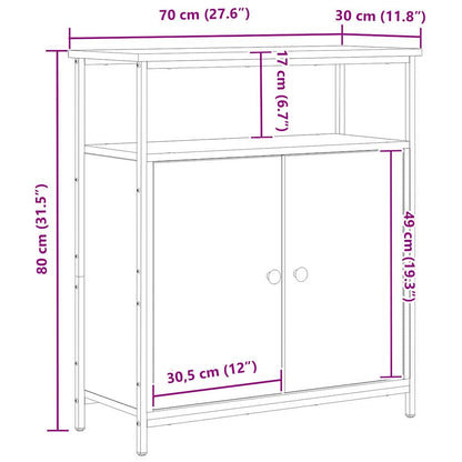 Sideboard Schwarz Eichen-Optik 70 x 30 x 80 cm Holzwerkstoff