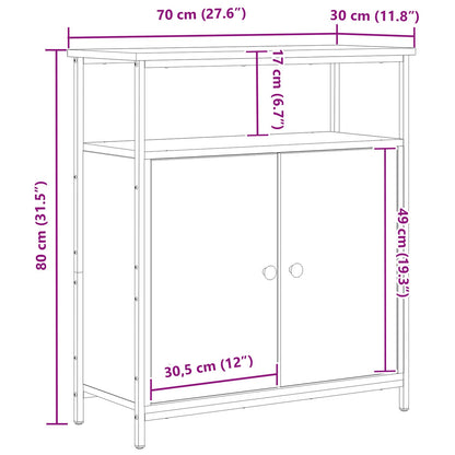 Sideboard Schwarz Eichen-Optik 70 x 30 x 80 cm Holzwerkstoff