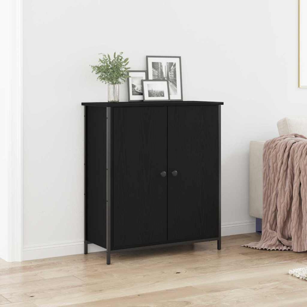 Sideboard Schwarz Eichen-Optik 70 x 30 x 80 cm Holzwerkstoff