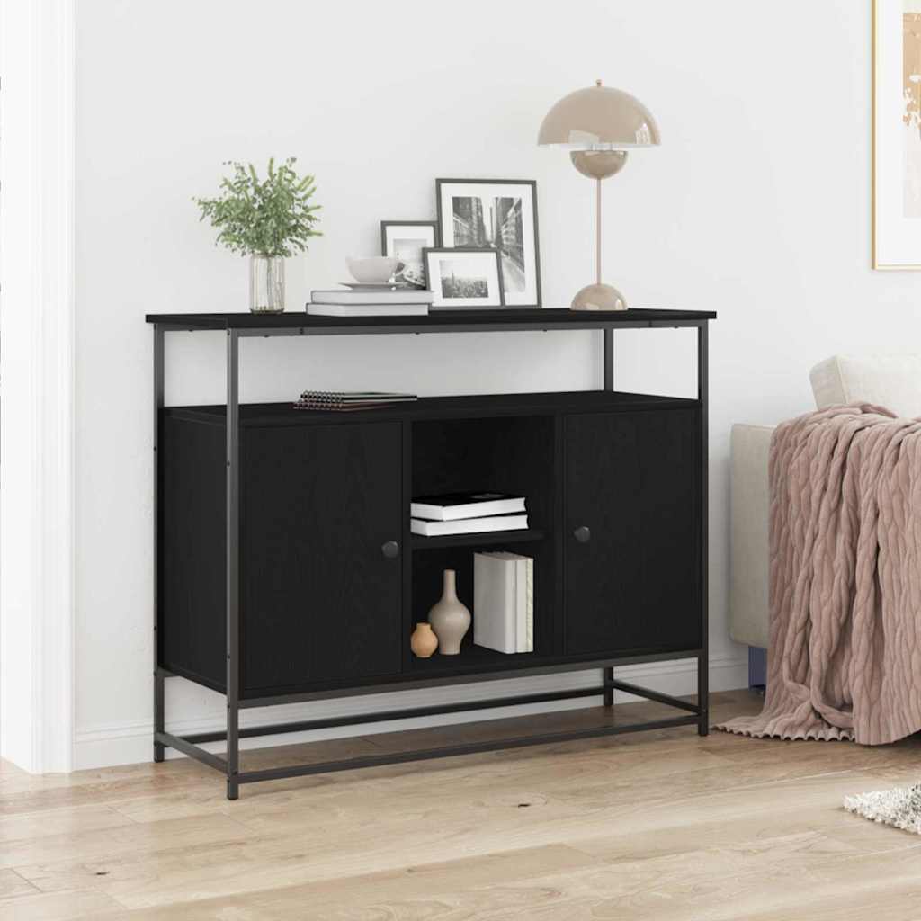 Sideboard Schwarz Eichen-Optik 100 x 35 x 80 cm Holzwerkstoff