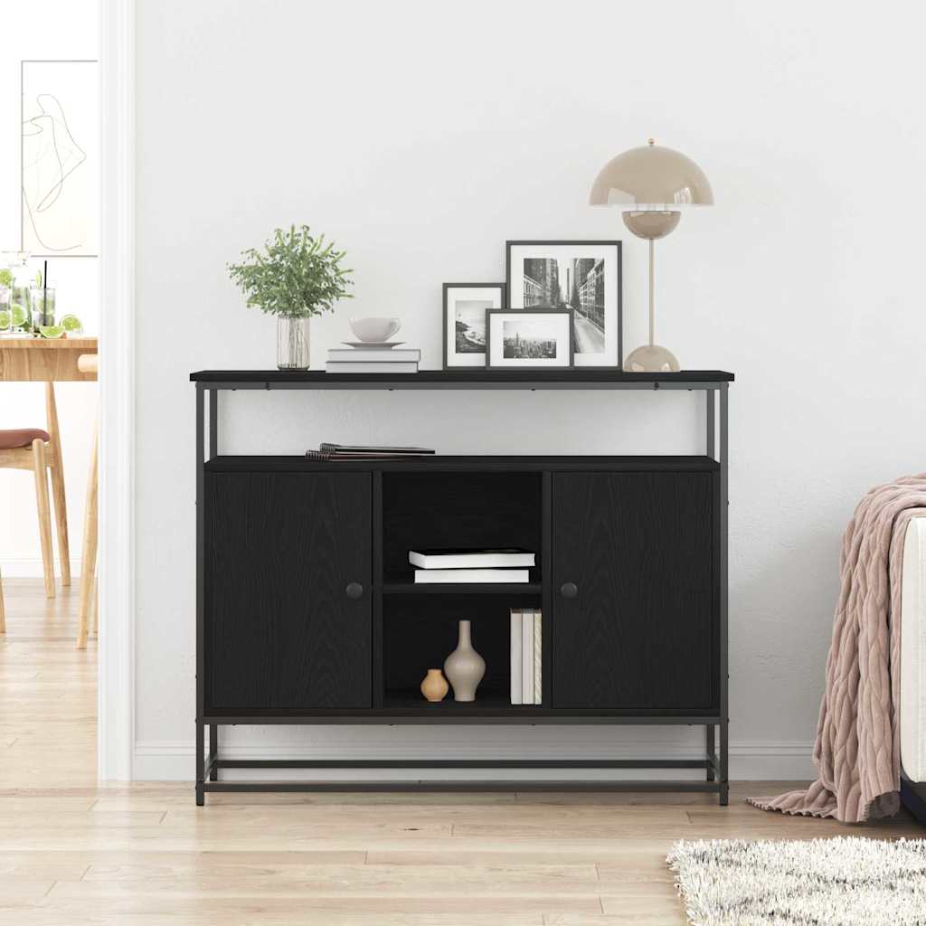 Sideboard Schwarz Eichen-Optik 100 x 35 x 80 cm Holzwerkstoff