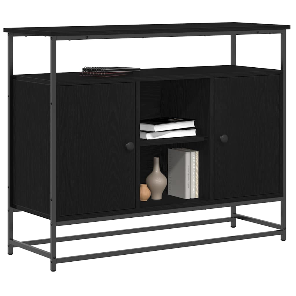 Sideboard Schwarz Eichen-Optik 100 x 35 x 80 cm Holzwerkstoff