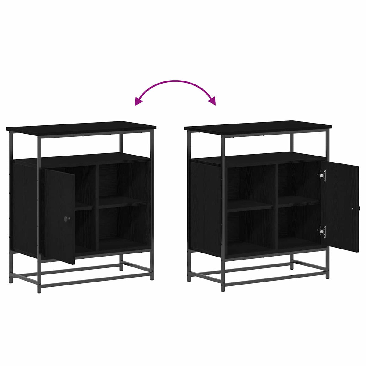 Sideboard Schwarz Eichen-Optik 69 x 35 x 80 cm Holzwerkstoff