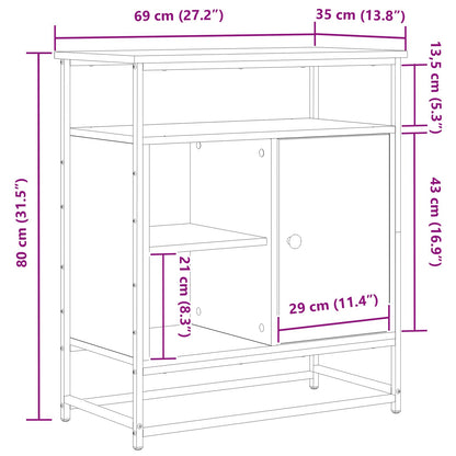 Sideboard Schwarz Eichen-Optik 69 x 35 x 80 cm Holzwerkstoff