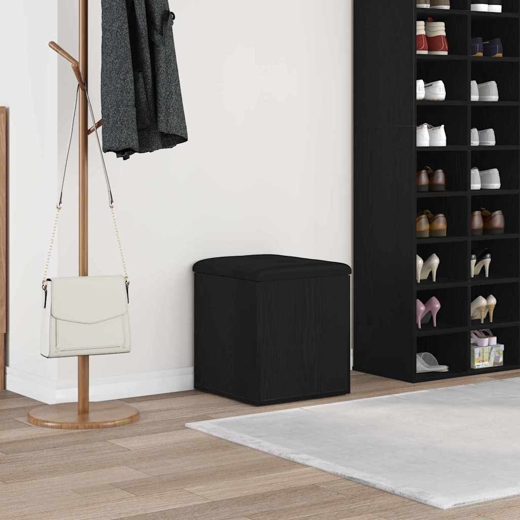 Sitzbank mit Stauraum Schwarz Eichen-Optik 42 x 42 x 45 cm