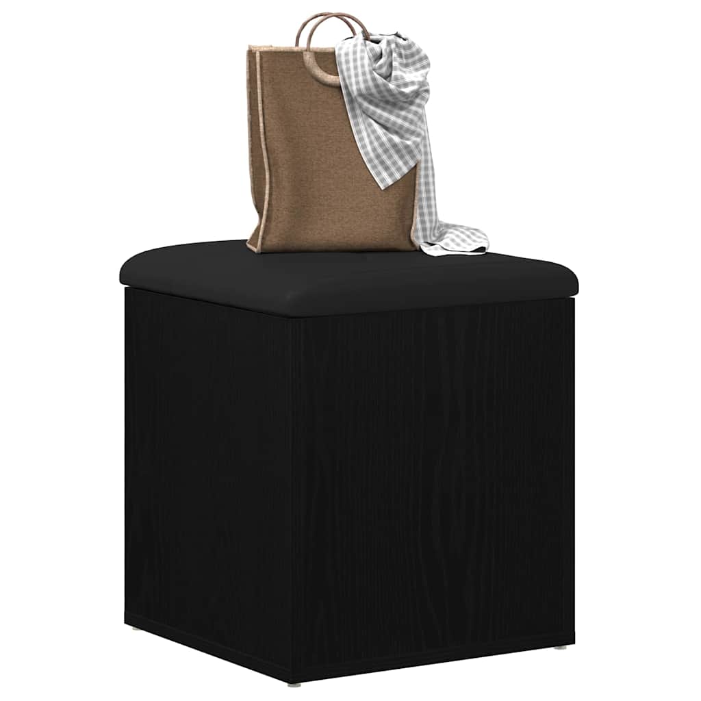 Sitzbank mit Stauraum Schwarz Eichen-Optik 42 x 42 x 45 cm