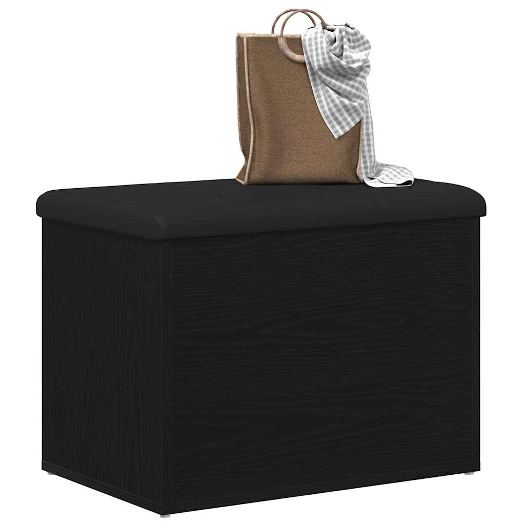Sitzbank mit Stauraum Schwarz Eichen-Optik 62 x 42 x 45 cm