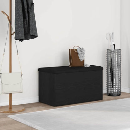 Sitzbank mit Stauraum Schwarz Eichen-Optik 82 x 42 x 45 cm