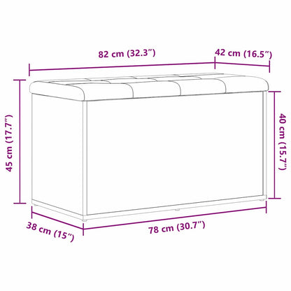 Sitzbank mit Stauraum Schwarz Eichen-Optik 82 x 42 x 45 cm