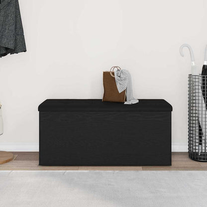 Sitzbank mit Stauraum Schwarz Eichen-Optik 102 x 42 x 45 cm