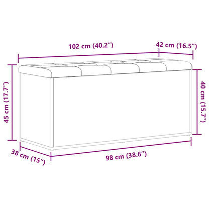 Sitzbank mit Stauraum Schwarz Eichen-Optik 102 x 42 x 45 cm