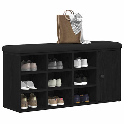 Sitzbank mit Stauraum Schwarz Eichen-Optik 102 x 32 x 50 cm