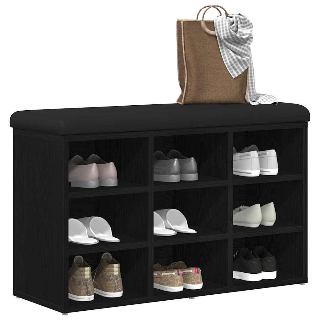 Schuhbank Schwarz Eichen-Optik 82 x 32 x 50 cm Holzwerkstoff