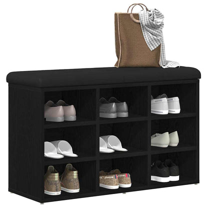 Schuhbank Schwarz Eichen-Optik 82 x 32 x 50 cm Holzwerkstoff