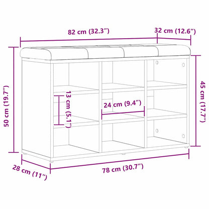 Schuhbank Schwarz Eichen-Optik 82 x 32 x 50 cm Holzwerkstoff
