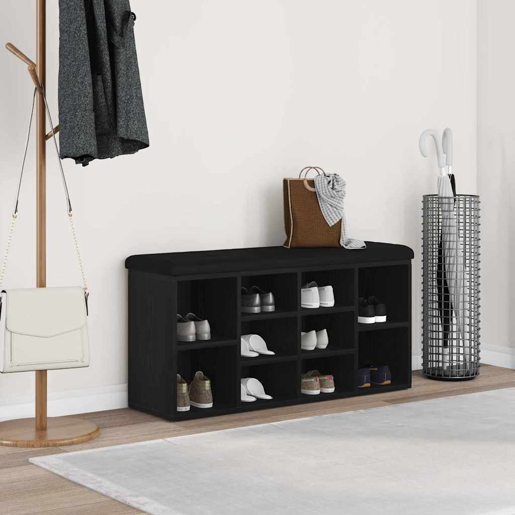Schuhbank Schwarz Eichen-Optik 102 x 32 x 50 cm Holzwerkstoff