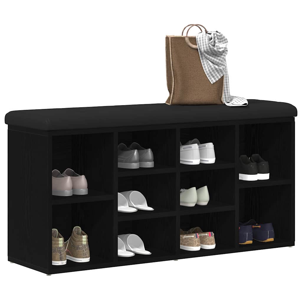Schuhbank Schwarz Eichen-Optik 102 x 32 x 50 cm Holzwerkstoff