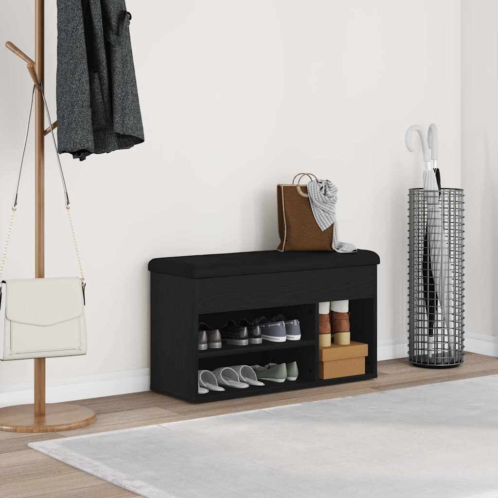 Schuhbank Schwarz Eichen-Optik 80 x 30 x 45 cm Holzwerkstoff