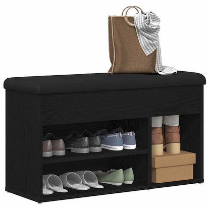 Schuhbank Schwarz Eichen-Optik 80 x 30 x 45 cm Holzwerkstoff