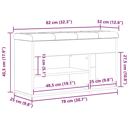 Schuhbank Schwarz Eichen-Optik 80 x 30 x 45 cm Holzwerkstoff