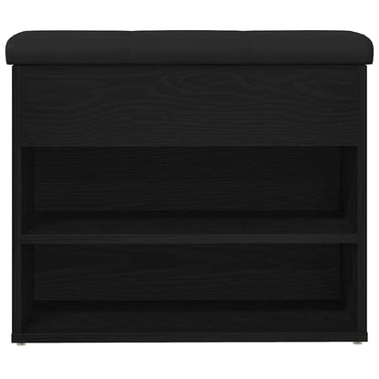 Sitzbank mit Stauraum Schwarz Eichen-Optik 62 x 32 x 50 cm