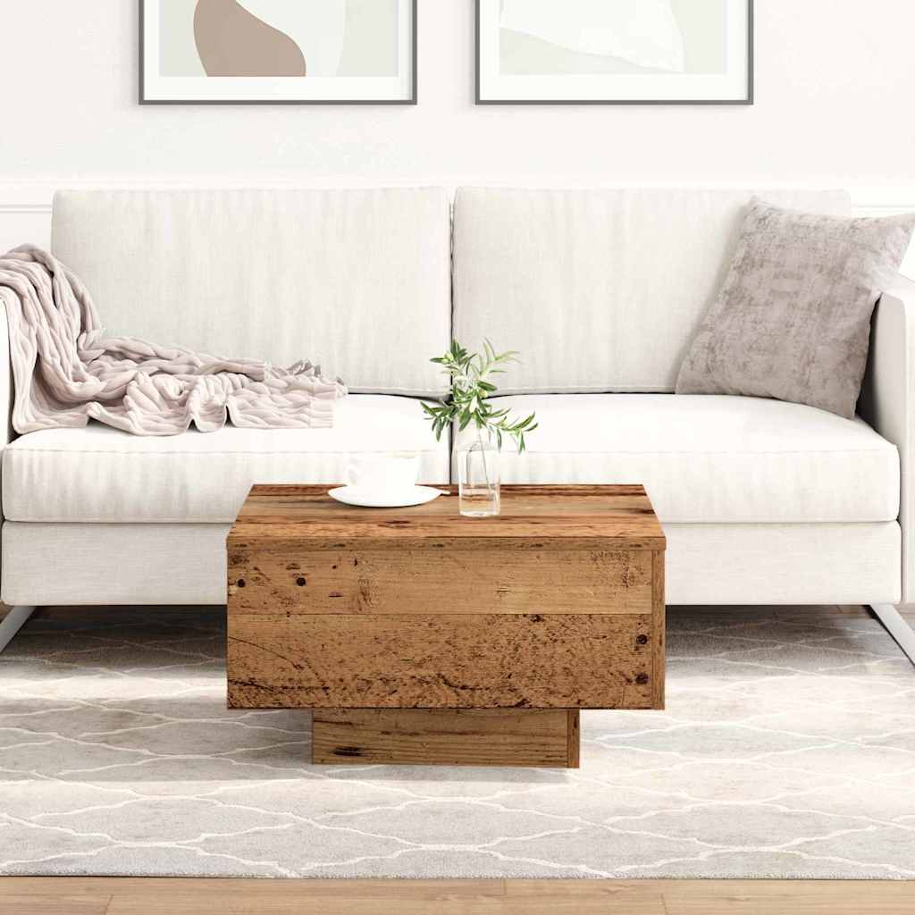 Table basse, bois vieilli, 55x55x31 cm, bois manufacturé