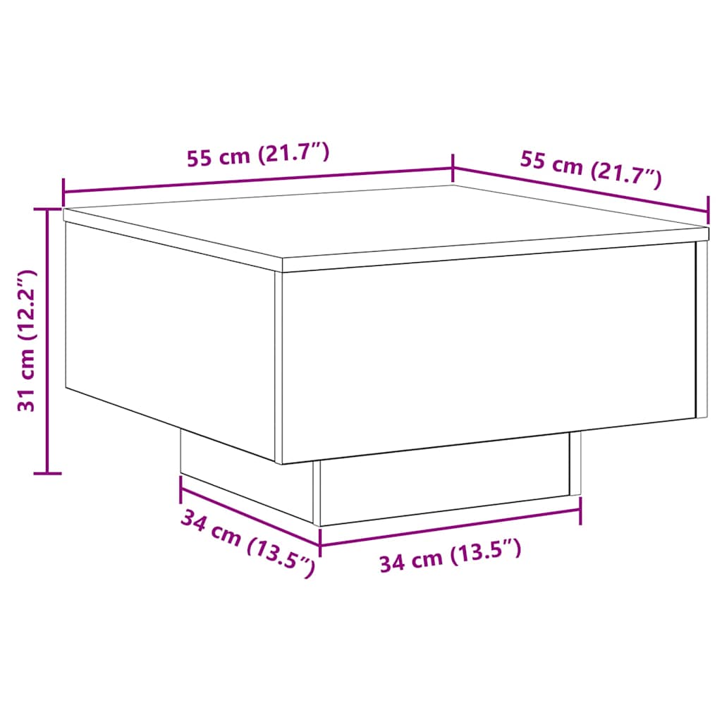 Couchtisch Artisan-Eiche 55 x 55 x 31 cm Holzwerkstoff