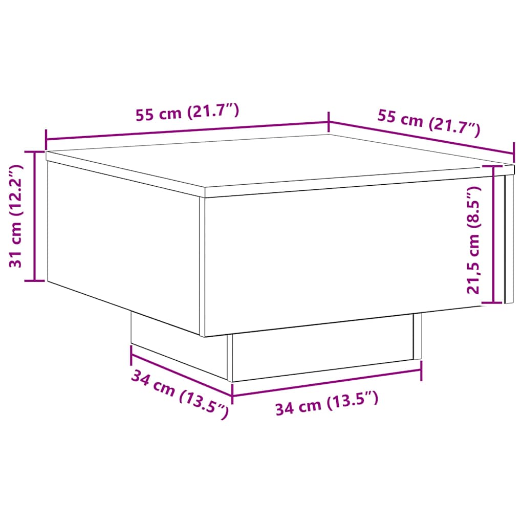 Couchtisch Schwarz Eichen-Optik 55 x 55 x 31 cm Holzwerkstoff