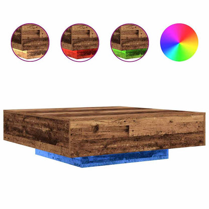 Couchtisch mit LED-Streifen Altholz 100 x 100 x 31 cm