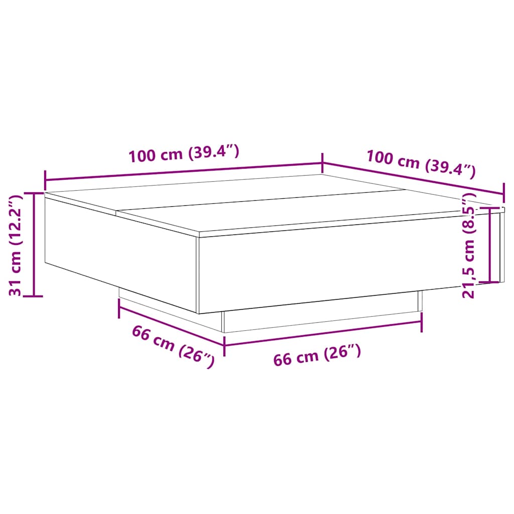 Couchtisch Artisan-Eiche 100 x 100 x 31 cm Holzwerkstoff
