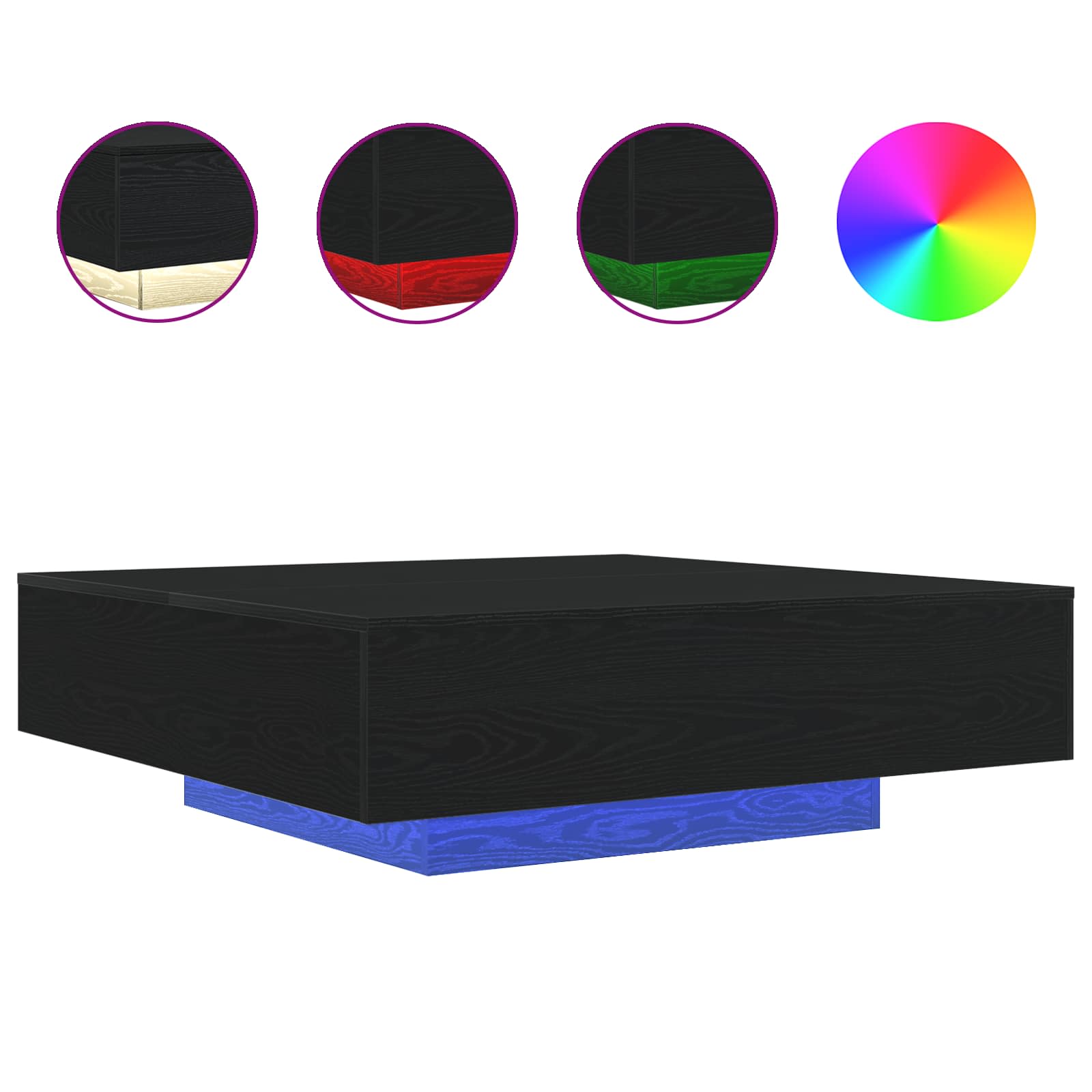 Couchtisch mit LED-Streifen Schwarz Eichen-Optik Holzwerkstoff