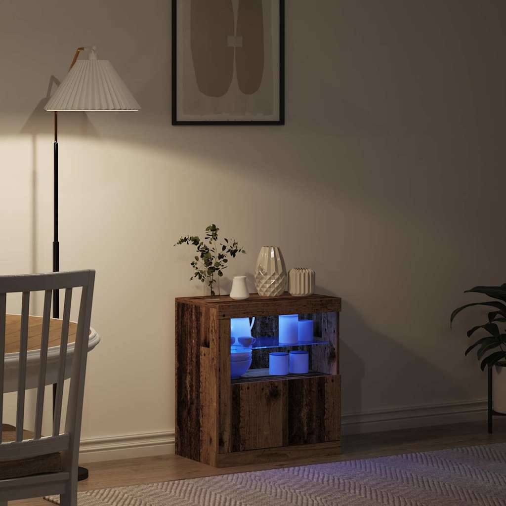 LED-Sideboard Braun 60,5 x 37 x 67 cm Holzwerkstoff