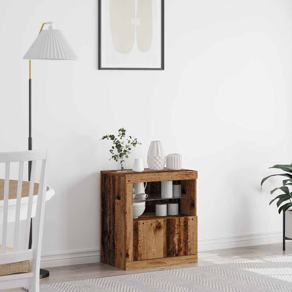LED-Sideboard Braun 60,5 x 37 x 67 cm Holzwerkstoff