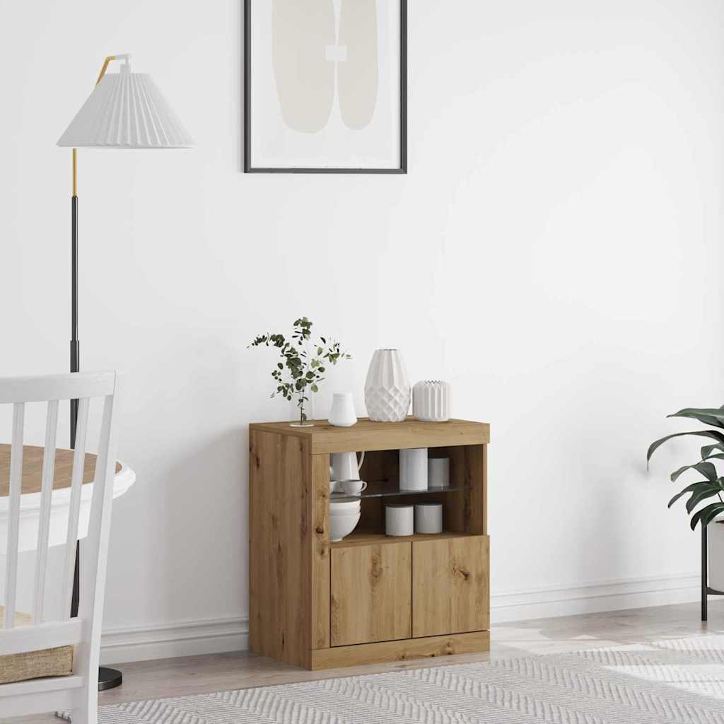 LED-Sideboard Braun 60,5 x 37 x 67 cm Holzwerkstoff