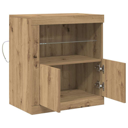 LED-Sideboard Braun 60,5 x 37 x 67 cm Holzwerkstoff