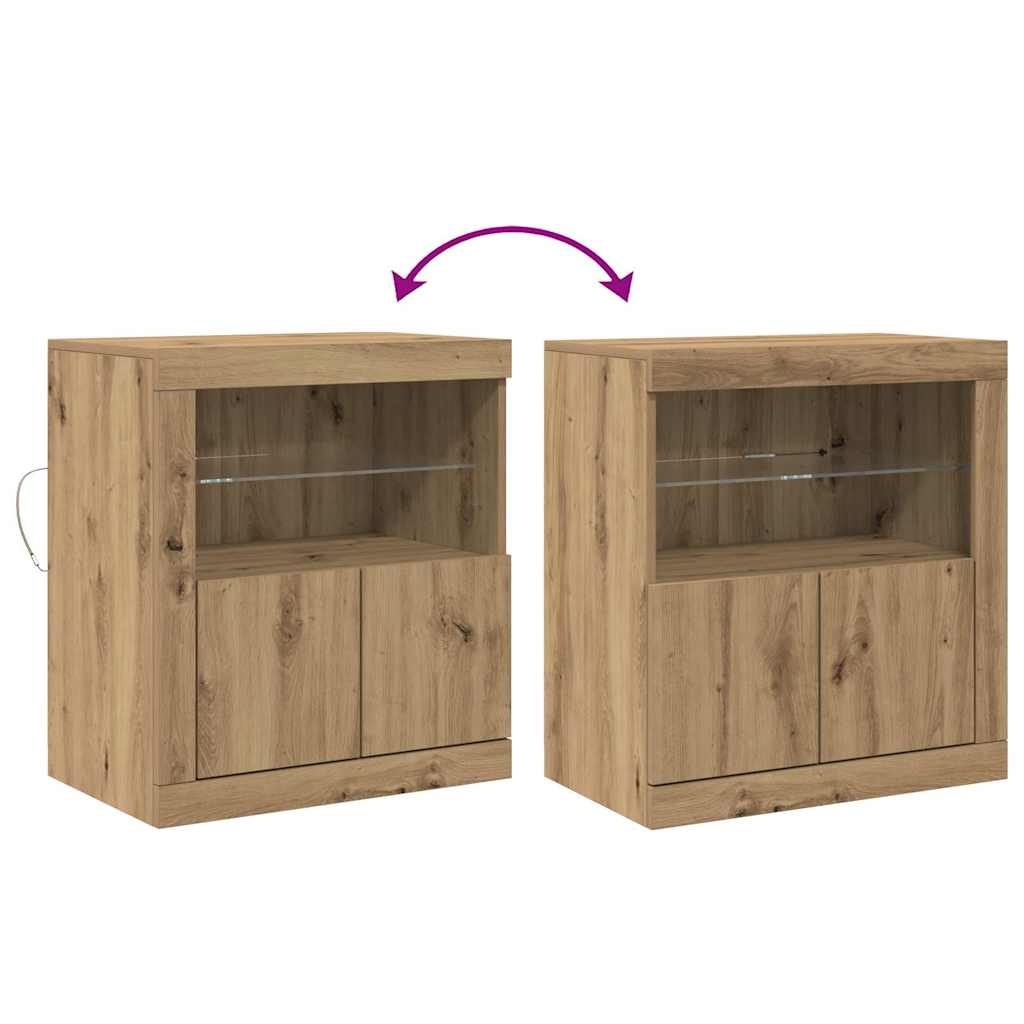 LED-Sideboard Braun 60,5 x 37 x 67 cm Holzwerkstoff