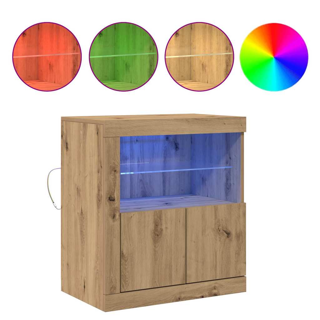 LED-Sideboard Braun 60,5 x 37 x 67 cm Holzwerkstoff