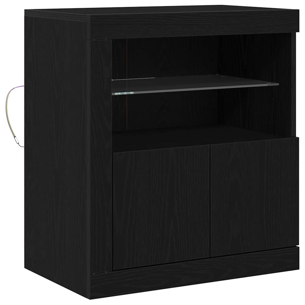 LED-Sideboard Schwarz 60,5 x 37 x 67 cm Holzwerkstoff