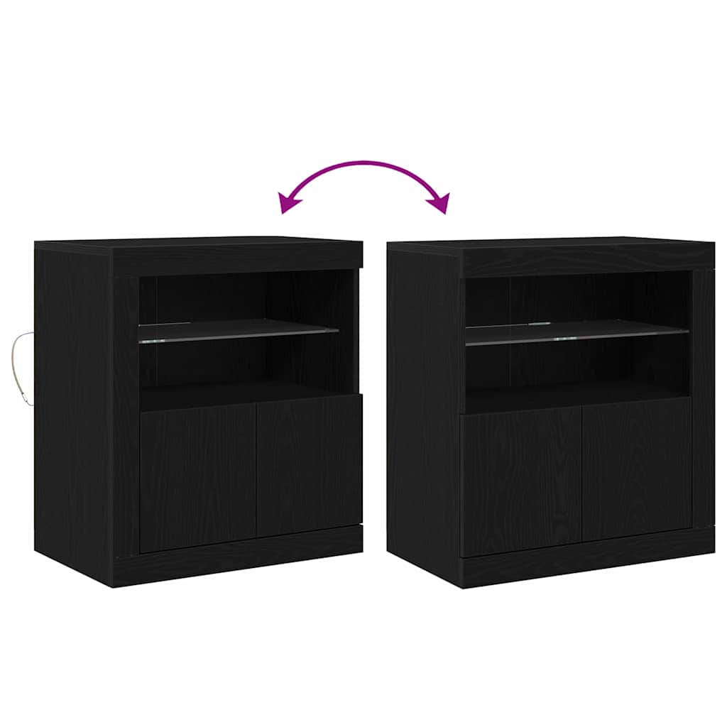 LED-Sideboard Schwarz 60,5 x 37 x 67 cm Holzwerkstoff