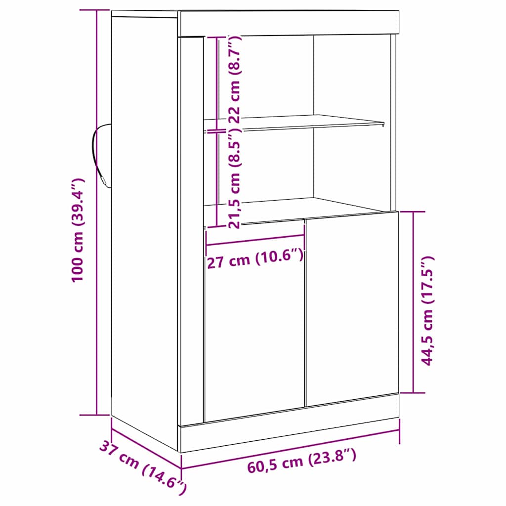 LED-Sideboard 60,5 x 37 x 100 cm Holzwerkstoff