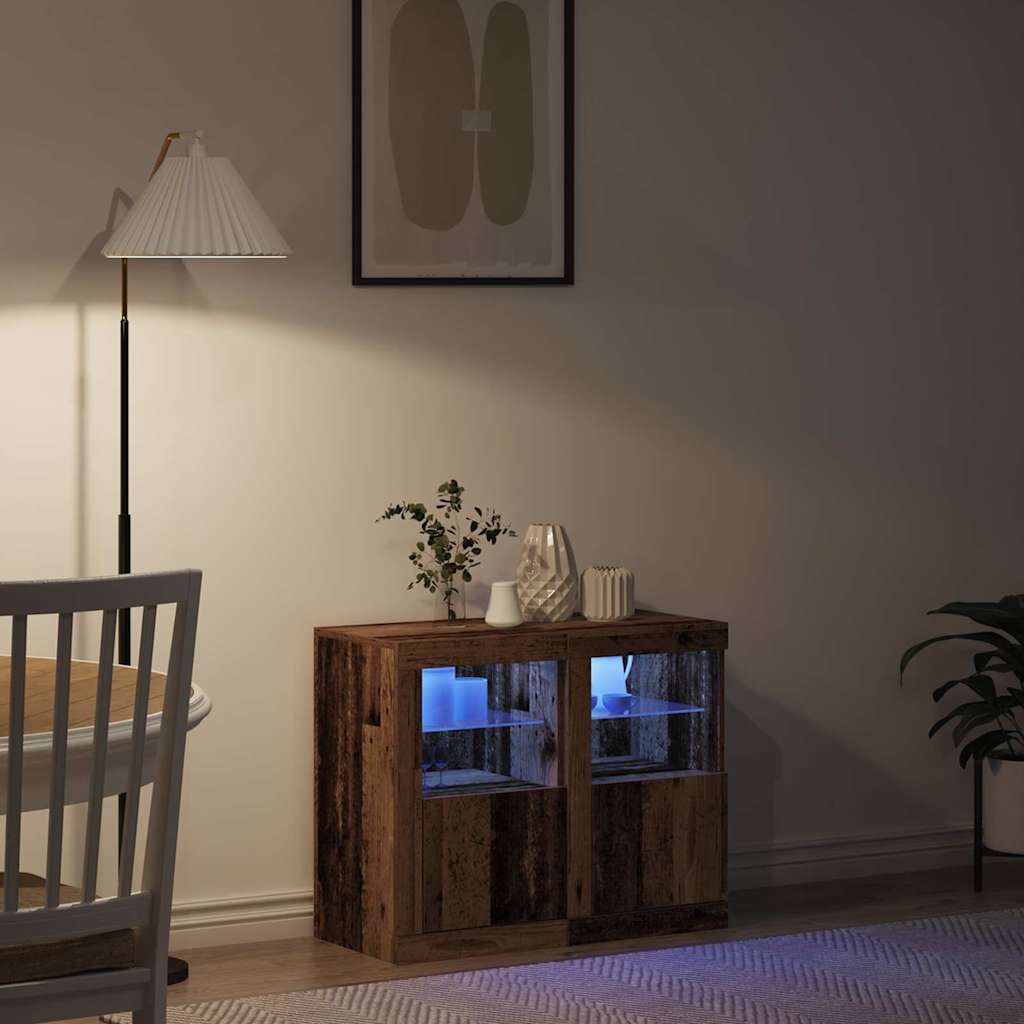 LED-Sideboard 2 stk. 41 x 37 x 67 cm Holzwerkstoff Altholz